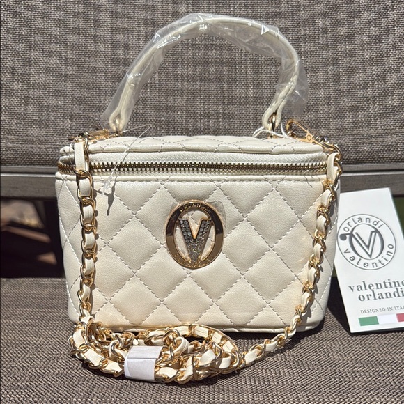 Valentino Orlandi Handbags - NWT! Valentino Orlandi Cream Quilted Women's Mini Crossbody Bag 6.5" x 4.5" x 3"